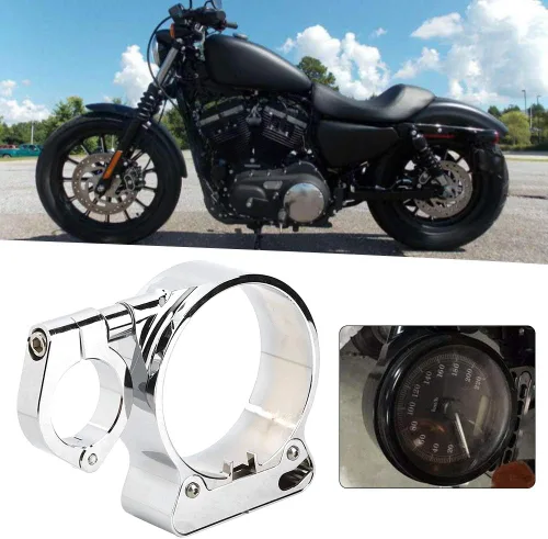 Miniatura 4 de Fydun - Soporte de reubicación para velocímetro, aleación de aluminio para instrumentos de motocicleta XLH 1200 XLH 883 XL 1200 L (chapado en plata)