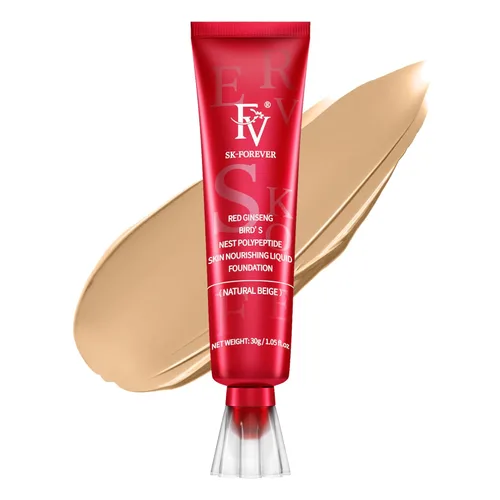 Miniatura 16 de FV Base de maquillaje líquida dewy, fórmula hidratante suave y ligera, cobertura media-completa de larga duración con acabado natural, base Beige