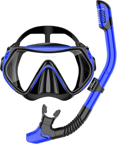 Miniatura 16 de Equipo de esnórquel para adultos, juego de esnórquel máscara de buceo, gafas de natación para adultos con cubierta de nariz, vidrio templado HD