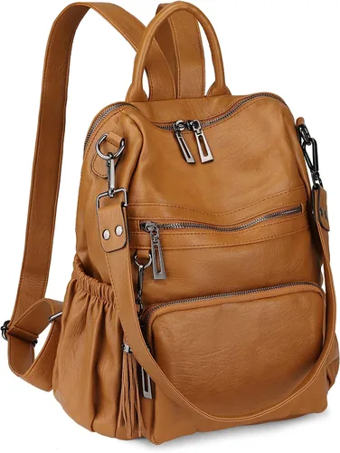 Miniatura 29 de Uromee Mochila de Viaje Monedero para Mujeres Cuero Vegano Damas Moda Borla Bolsa de Hombro Convertible, Grande, Mochilas Daypack