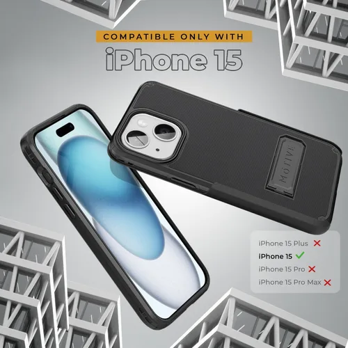 Miniatura 7 de MOTIVE Funda para iPhone 15 con clip para cinturón, magnética compatible con MagSafe, combo de funda de carcasa a prueba de golpes, funda para Negro