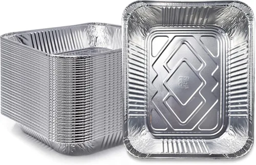 Paquete de 30 sartenes de lasaña prémium de 14 x 10 x 3 pulgadas, papel de aluminio desechable resistente para asar pavo, hornear o cocinar