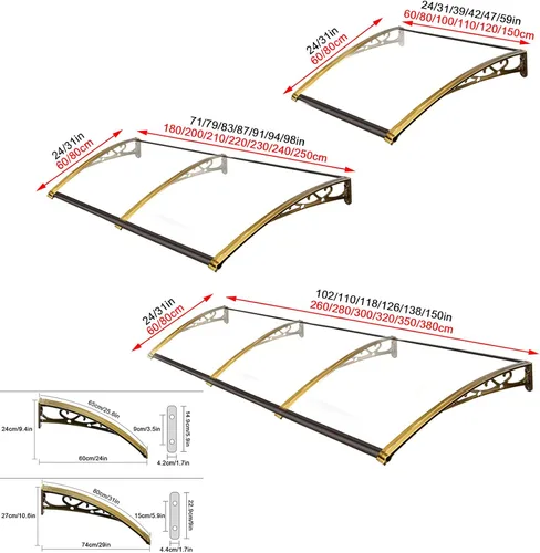 Miniatura 3 de Toldos transparentes para puerta de mute, toldo para puerta de exterior, patio de jardín, cubierta de policarbonato para puerta, protección contra