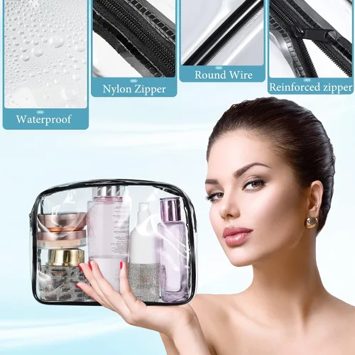 Miniatura 3 de Weewooday 12 piezas bolsas transparentes para maquillaje, bolsas de almacenamiento de cosméticos, estuches de PVC con cremallera, bolsas de viaje