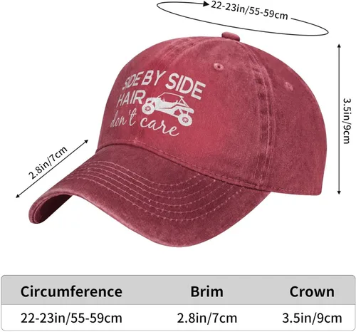 Miniatura 4 de JEKGLEY Gorra de béisbol para mujer con texto en inglés "Side by Side Hair Don't Care", ajustable, vintage, desgastada, para mujeres y hombres