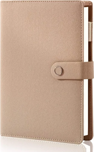 Miniatura 13 de CAGIE Carpeta A5 con 6 anillas rellenable, cuaderno de cuero encuadernado en espiral para planificador de negocios, organizador personal, cuadernos