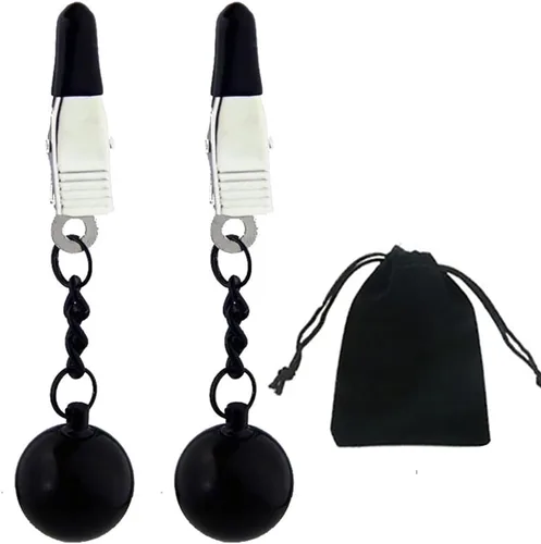 Miniatura 11 de Pinzas para pezón con peso de acero inoxidable con clip de cadena para pezón, bola ajustable, sin perforación, joyería para pezones para adultos