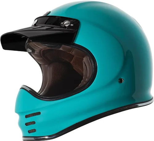 Miniatura 13 de TORC T3/Baja - Casco de motocicleta de fibra de vidrio retro clásico de cara completa con aprobación DOT y ECE Lealtad blanca brillante