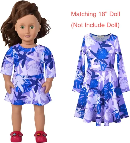 Miniatura 39 de Perfashion Vestidos a juego para niñas y muñecas sin mangas/manga larga, acampanados, faldas de fiesta de unicornio