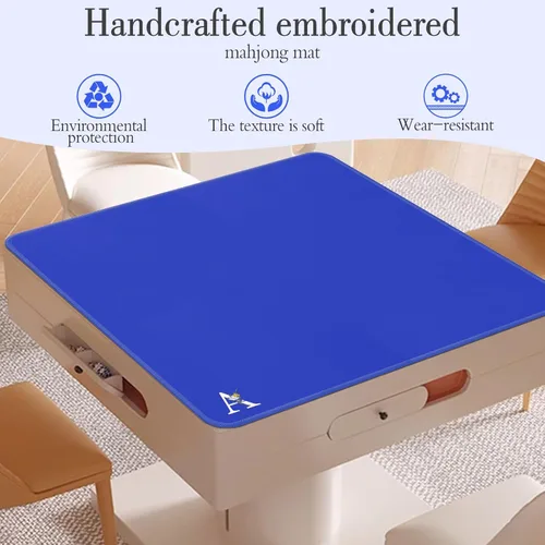 Miniatura 2 de Tapete Mahjong para mesa, neopreno antideslizante con reducción de ruido, 32.4 x 32.4 pulgadas, azul, perfecto para mahjong americano, póker