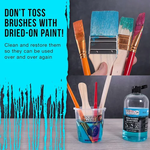 Miniatura 3 de U.S. Art Supply Limpiador y restaurador de brochas, botella de 16 onzas, limpia rápidamente pinceles de pintura, aerógrafos, herramientas de arte