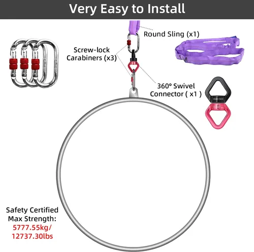 Miniatura 5 de PRIOR FITNESS Juego de aros aéreos Lyra para adultos suspensión anillo profesional equipo de aro aéreo de un solo punto de acero inoxidable