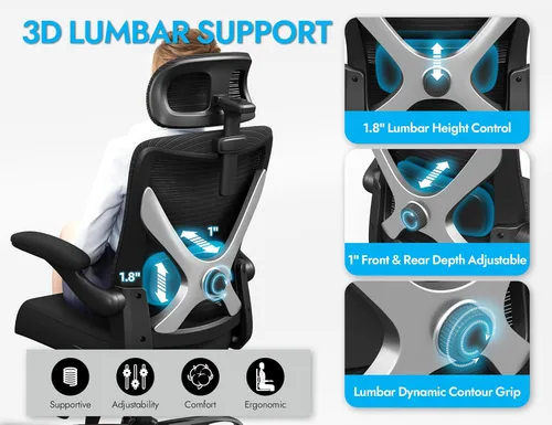 Miniatura 3 de Ergalithic Silla de oficina ergonómica – Silla de escritorio para computadora en forma de X cómoda, silla de juegos, silla de oficina con soporte