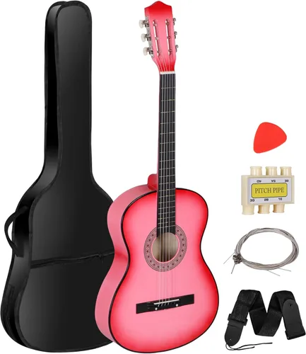 Miniatura 12 de Juego de guitarra acústica de 38 pulgadas para niños, principiantes y amantes de la música, guitarra folclórica de 6 cuerdas con bolsa