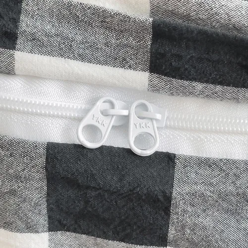 Miniatura 7 de DONEUS Juego de funda de edredón a cuadros 100% algodón lavado como lino súper suave y cómodo, juego de ropa de cama de 3 piezas a cuadros negros