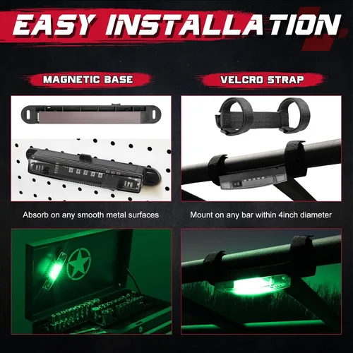 Miniatura 7 de OFFROADTOWN Luz LED de cúpula universal, montaje en barra enrollable, luces de cúpula UTV, luces de cúpula alimentadas por batería, luz