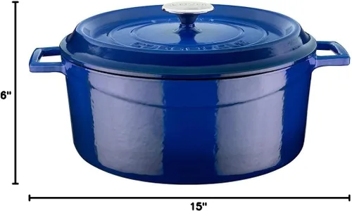 Miniatura 2 de Hierro fundido Dia.11 h:5" 7 cuartos de galón redondo azul hierro fundido horno holandés
