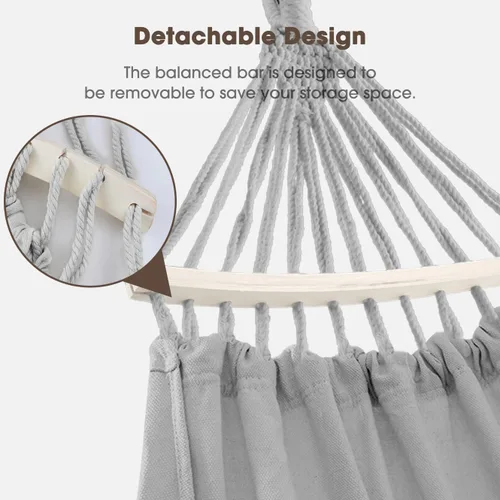 Miniatura 5 de MOSFiATA Hamaca para patio trasero con borlas de un máximo de 500 libras, tela de lona estilo bohemio con cuerda gruesa y bolsa de transporte