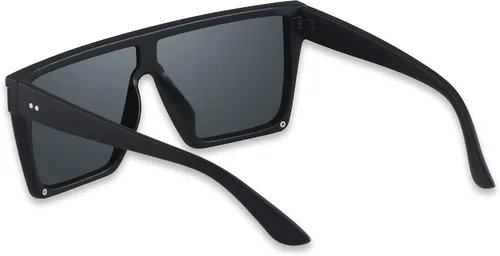 Miniatura 2 de LYZOIT Gafas de sol cuadradas de gran tamaño para mujeres y hombres con parte superior plana escudo de moda protección UV grande sin montura