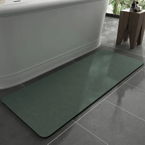 Miniatura 9 de MontVoo -Tapete de baño-Alfombras de baño delgadas antideslizantes para debajo de la puerta- Superficie de gamuza sintética absorbente, de secado