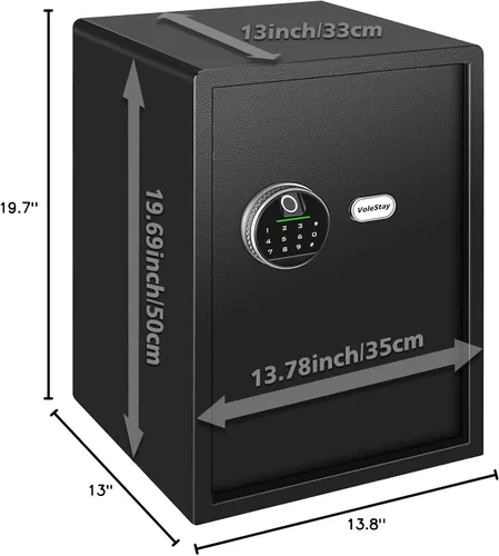 Miniatura 6 de Caja fuerte biométrica para el hogar, caja de seguridad con cerradura biométrica para armas, caja de dinero para joyas, armas de mano y efectivo