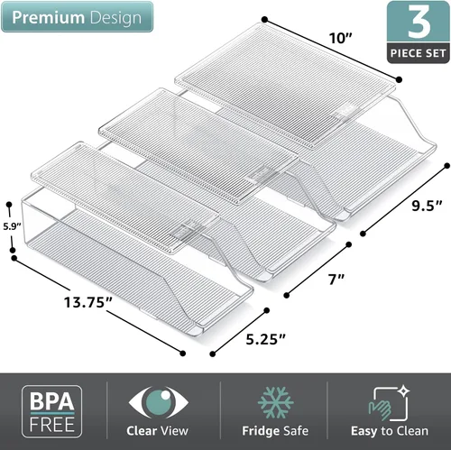 Miniatura 2 de Sorbus Organizador de latas para refrigerador y despensa, dispensador de 3 tamaños para latas estándar y delgadas y botellas de agua