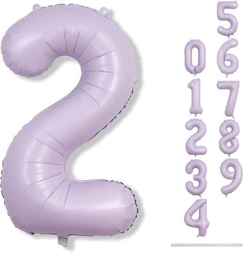 Miniatura 32 de Globos morado pastel de número 12, 40 pulgadas, globos gigantes de aluminio, de mylar, número 1 y 2, para niñas de 12 años, globos lilas