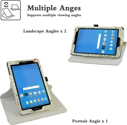 Miniatura 4 de AT&T Trek 2 HD - Funda giratoria (modelo 6461A), soporte giratorio de 360 grados con bonita cubierta para tableta Android ZTE Trek 2 HD K88/ZPad 8