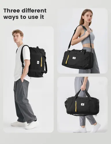 Miniatura 5 de SKYSPER Bolsa de gimnasio para hombres y mujeres Bolsa deportiva de 40 L con compartimento para zapatos, bolsillo húmedo para fitness