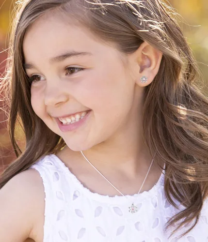 Miniatura 2 de Cherished Moments Collar de plata de ley con piedra natal simulada de margaritas para niñas