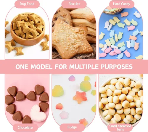 Miniatura 4 de LELE LIFE Moldes de silicona para gomitas de 130 cavidades, moldes de chocolate semiesfera con forma de corazón y estrella de hueso para dulces