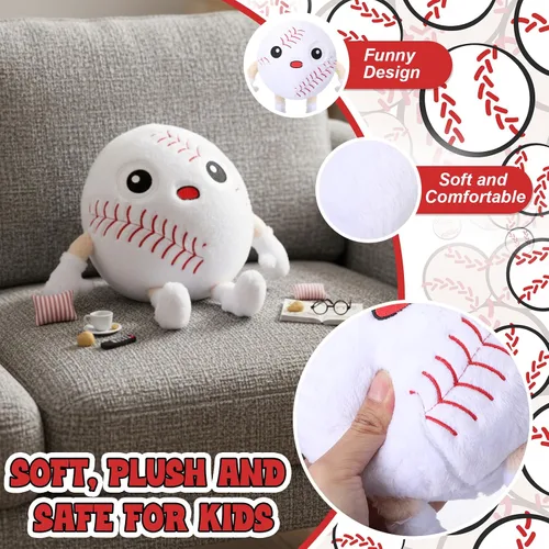 Miniatura 2 de Soulchen Divertido juguete de peluche de béisbol con patas de 11 pulgadas, suave animal de peluche para niños y niñas, almohada deportiva de béisbol