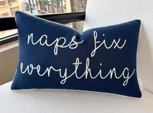 Miniatura 6 de EURASIA DECOR Naps Fix Everything - Funda de almohada lumbar decorativa bordada para énfasis - Sala de estar, sofá, silla, patio, coche, balcón