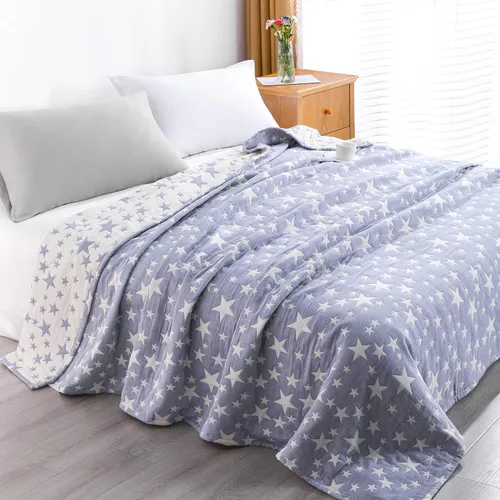 Miniatura 13 de Manta NTBAY para la cama, de más de una capa, hecha de muselina de algodón natural