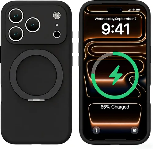 Miniatura 4 de Funda de silicona con soporte para iPhone 17 Pro [compatible con MagSafe] [Protección completa de la cámara] (6.3 pulgadas 2025), fundas de teléfono