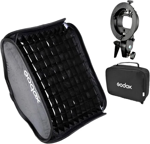 Miniatura 8 de Godox Soporte tipo S Bowens Holder S Mount Holder con plegable 31.5x31.5 in/32x32 pulgadas Softbox y rejilla de panal y kit de bolsa para cámara