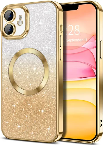 Miniatura 82 de Hython Funda para iPhone 13 Pro transparente con purpurina magnética [compatible con MagSafe] Protector completo de lente de cámara delgado