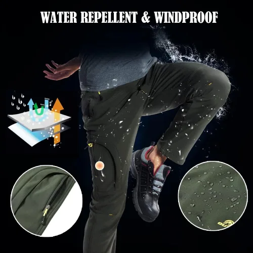 Miniatura 4 de MANSDOUR Pantalones de nieve para hombre, para esquí, invierno, con forro polar, repelente al agua, pantalones de snowboard