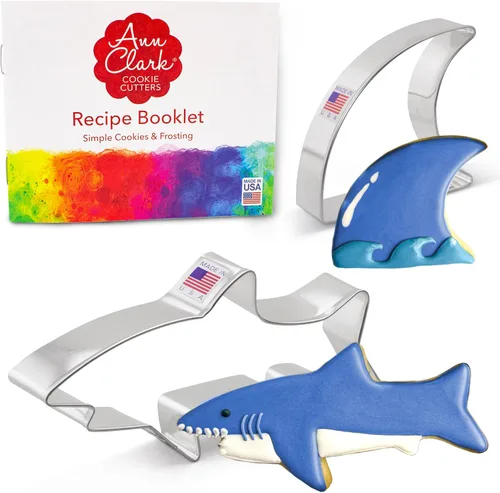 Miniatura 2 de Ann Clark Shark Juego de 2 cortadores de galletas: tiburón, aleta fabricada en Estados Unidos