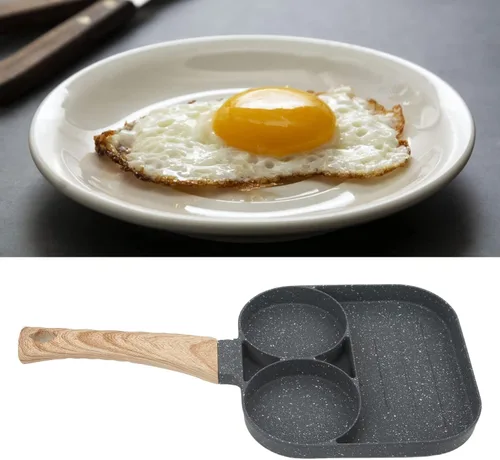 Miniatura 9 de Atyhao Sartén antiadherente de 3 secciones, antiadherente, compatible con estufa de gas y inducción, adecuada para cocinar tortillas, hamburguesas