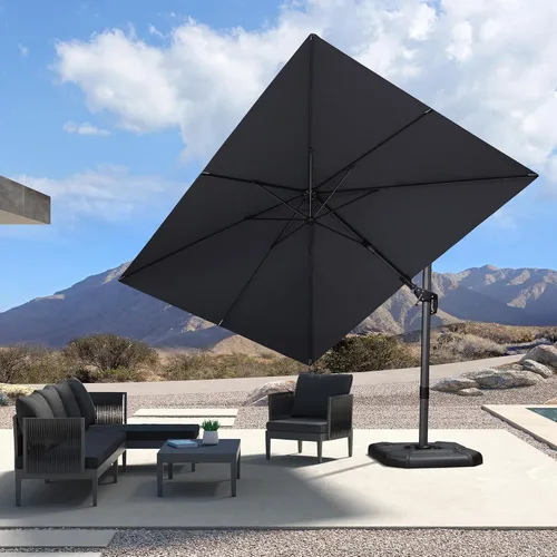 Miniatura 64 de PURPLE LEAF Sombrilla de Patio de 8 Pies para Exteriores Sombrilla Cantilever Cuadrada de Aluminio Sombrilla Offset con Rotación de 360 Grados