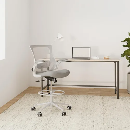 Miniatura 2 de Misolant Silla de Oficina Alta, Silla de Dibujo Técnico para Escritorio para Trabajar de Pie, Silla de Oficina Alta con Soporte Lumbar Ajustable