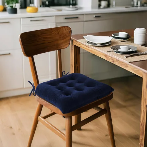 Miniatura 4 de ELFJOY Paquete de 4 Cojines para Sillas de Comedor, Almohadillas para Sillas de Cocina y Oficina, Cojín Cuadrado Acolchado para Asiento con Lazos V
