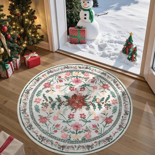 Miniatura 38 de Lahome - Alfombra redonda bóhema de color rosa claro de 4 pies, alfombras pequeñas circulares lavables para dormitorio de niños, alfombra circular