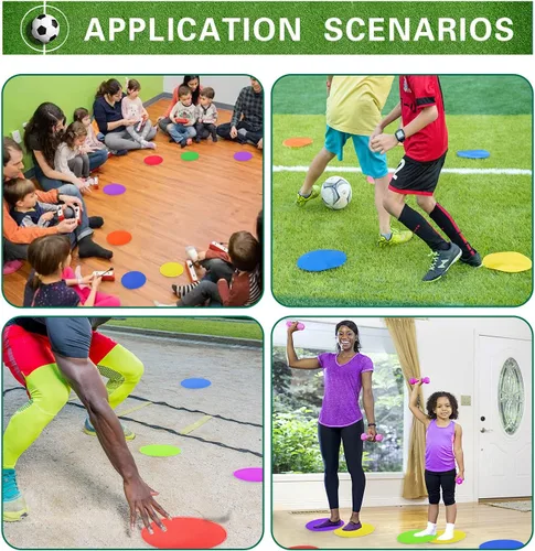 Miniatura 6 de Marcadores de puntos de 9 pulgadas y 10 pulgadas de goma antideslizantes para piso, conos de campo plano, puntos de poliéster para fútbol