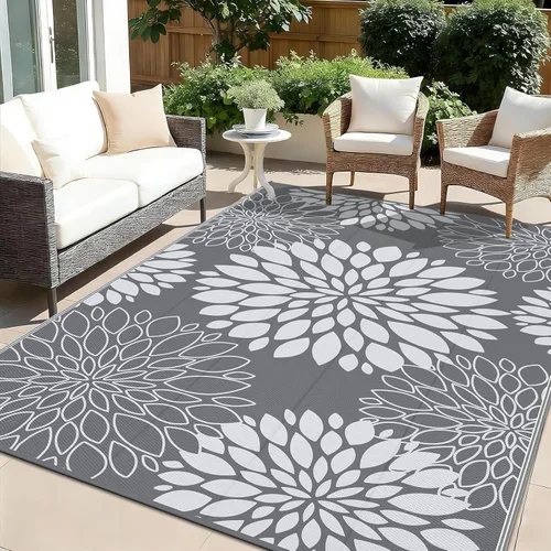 Miniatura 16 de Ileading Alfombra impermeable para exteriores de 5 x 8 pies, reversible, de paja de plástico, portátil, para interiores y exteriores, caravana