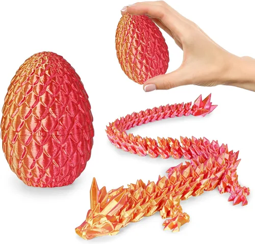 Miniatura 18 de Huevos de dragón pequeños con dragón en el interior, regalos divertidos sorpresa impresos en 3D para niños, juguetes fidget articulados de dragón Oro