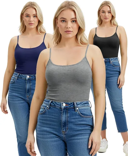 Miniatura 162 de Emmalise Camisola larga casual básica para mujer, con tirantes ajustables, top en capas