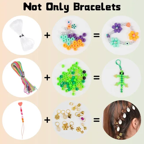 Miniatura 5 de THRELE Kit de 4000 cuentas de poni para hacer pulseras de la amistad, incluye 96 colores de cuentas Kandi, cuentas de letras, cuentas para hacer