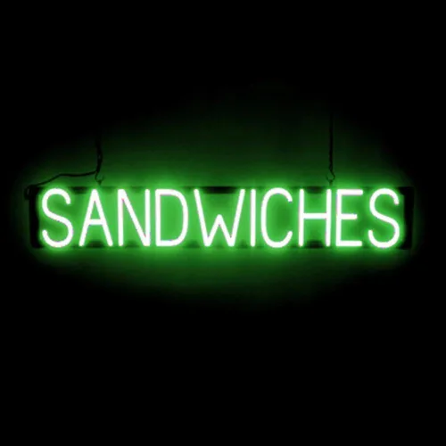 Miniatura 25 de SpellBrite DELI Sign Letrero relacionado con delicatessen con aspecto neón, fuente de luz LED azul 13.4 x 6.3 pulgadas